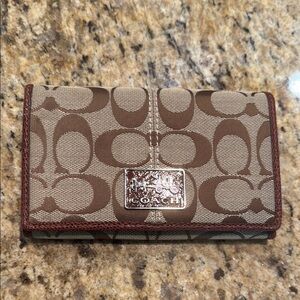Coach Tan and Brown Signature Wallet